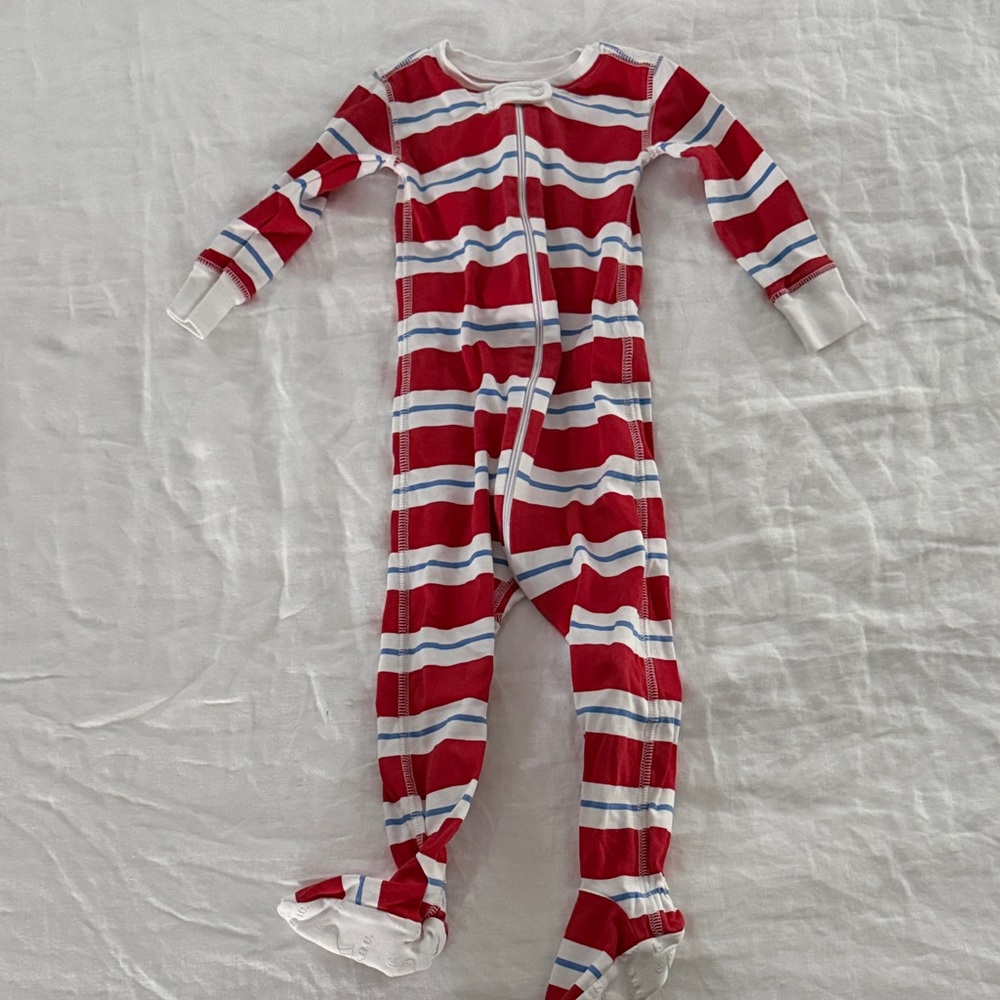 The Beaufort Bonnet Company Red, White & Blue Striped Zip One-Piece Footie